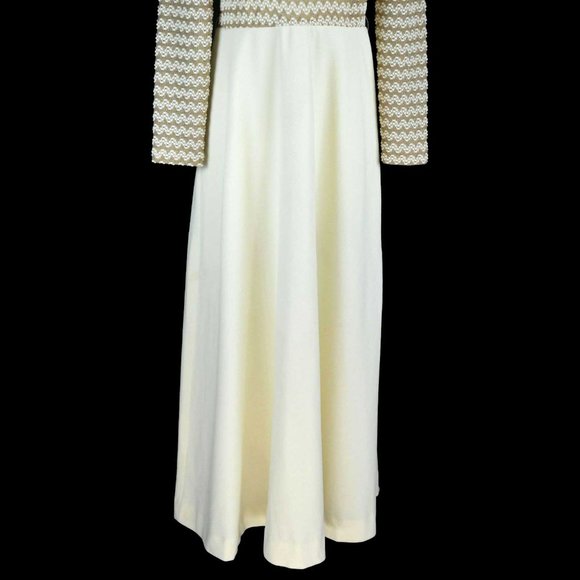 R&K KNITS Vintage Maxi Dress Small 4-6 Romantic Retro Mod Princess 1960's Gown - Picture 4 of 12